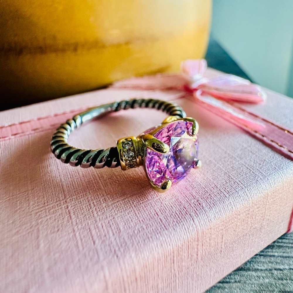 Two-Tone Pink CZ Stone Ring